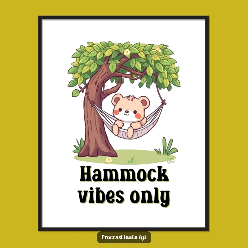Funny Lazy Animal Hammock Poster - Hilarious Wall Art for Serenity