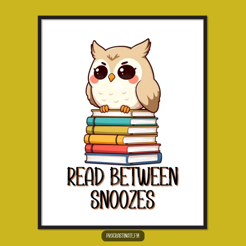 Funny Owl Poster - Wise Book Art for Your Study!