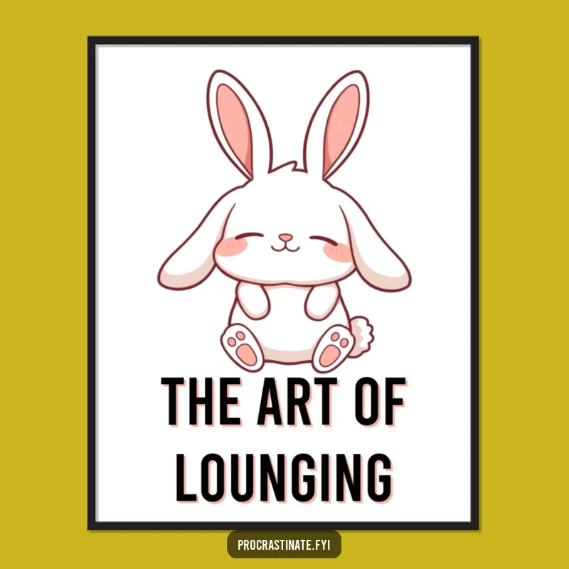 Funny Lazy Rabbit Poster: Slow Stretch Art, Great Relaxing Decor Gift