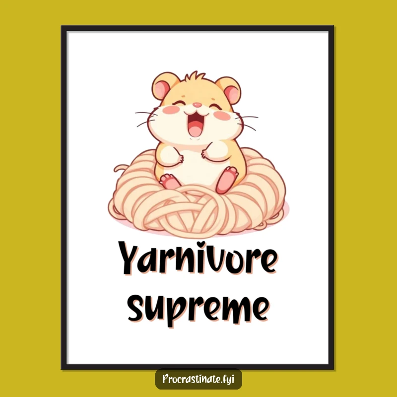 Funny Giggling Hamster Poster - Adorable Yarn Art for Your Room!