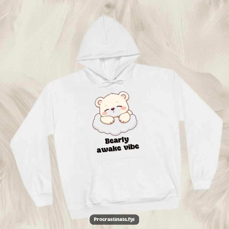Funny Lazy Bear Cub Hoodie, a cub resting on a cloud, ideal for warm, humorous, and supremely relaxed wear.