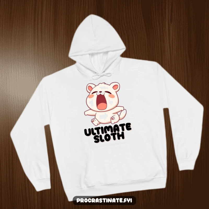 Funny hoodie featuring a contented animal character stretching and yawning widely, expressing ultimate comfort and sleepiness.