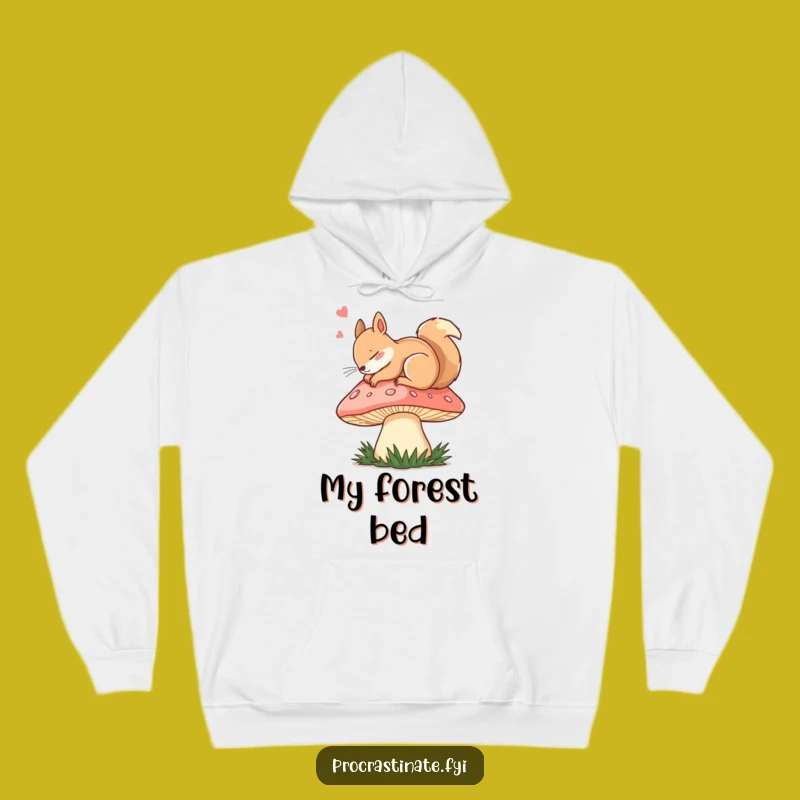 Cozy Funny Dozing Squirrel Mushroom Hoodie: Ultimate Woodland Warmth!