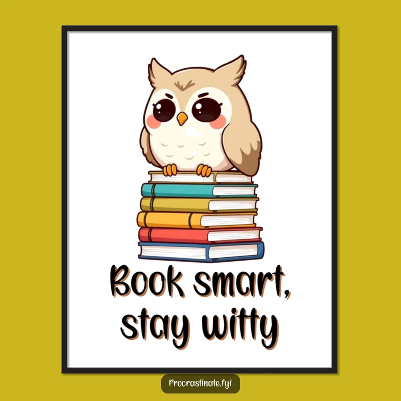 Funny Free Printable Owl Wall Art - Book Lover Decor Downloadable