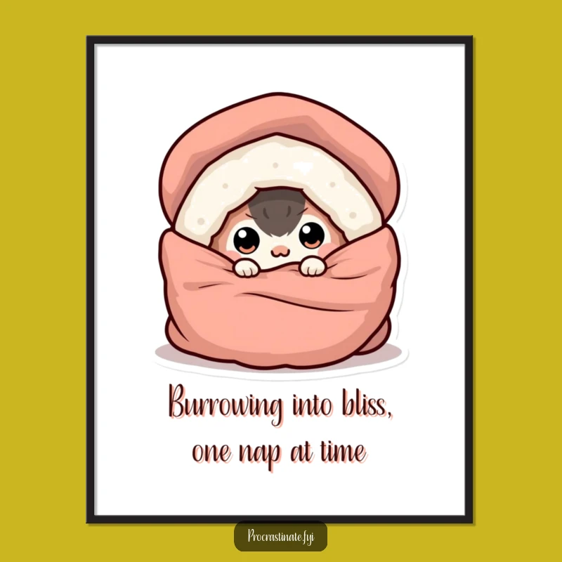 Free Printable Wall Art: Cozy Creature Under Blanket, Hilarious Home Decor Download