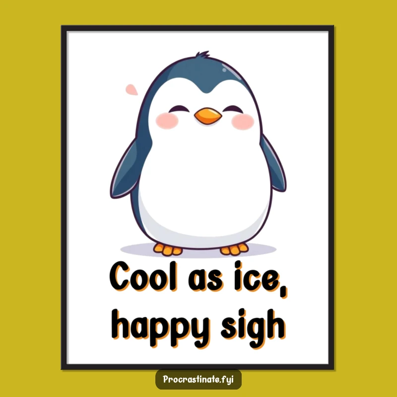 Funny Free Printable Wall Art: Happy Penguin Waddles - Joyful Downloadable Decor