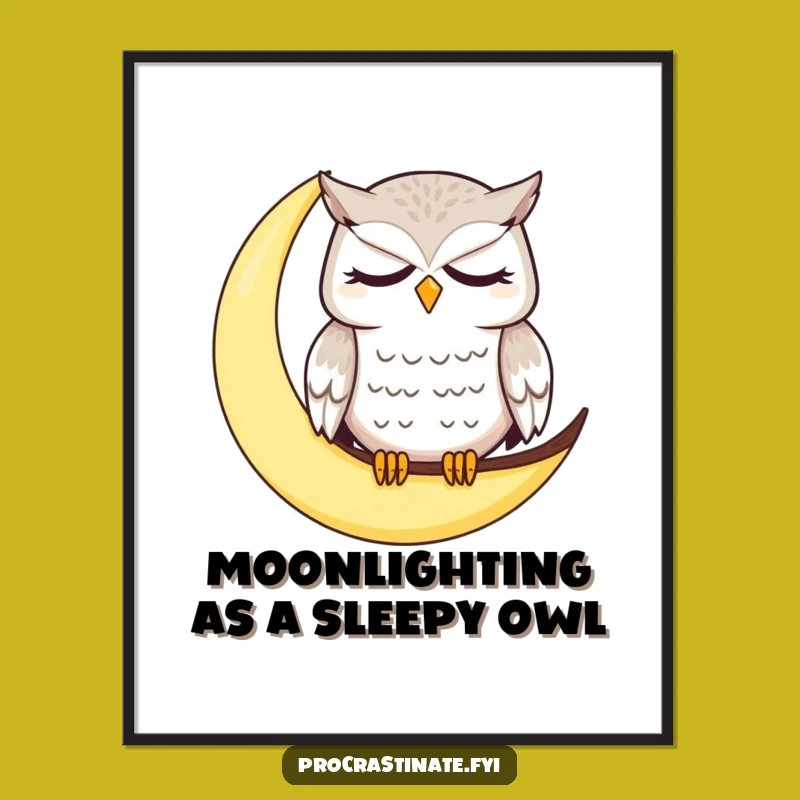 Free Printable Dazed Owl Wall Art: Sleepy Moon Owl Downloadable Decor