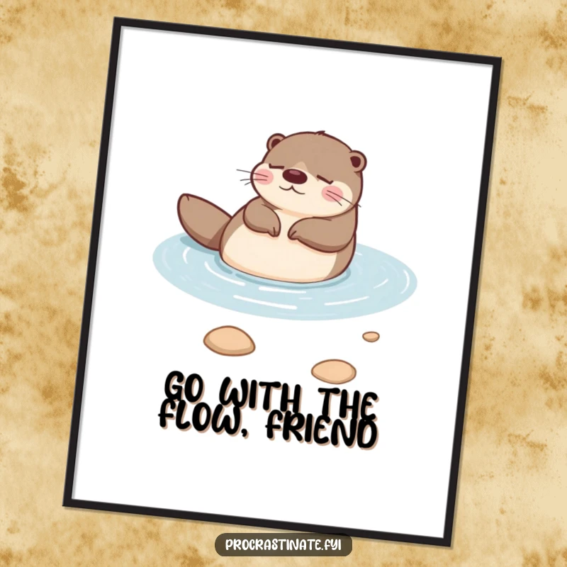 Funny Free Printable Wall Art: A peaceful otter drifts serenely on its back, bringing tranquility and a hint of humor to any wall.