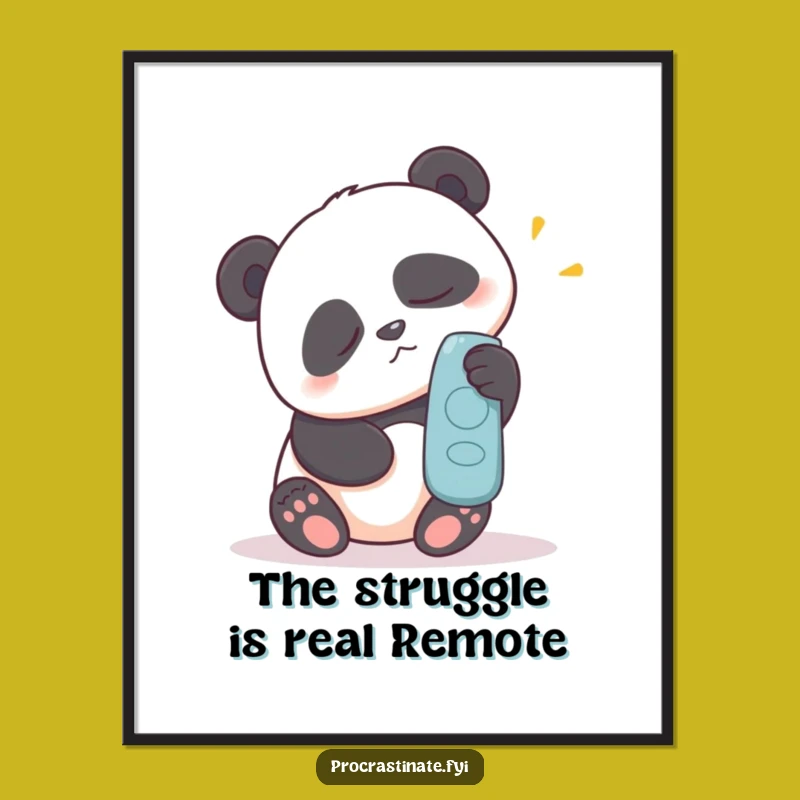 Free Printable Panda Wall Art - Sleepy Remote Struggle Decor Downloadable Gift