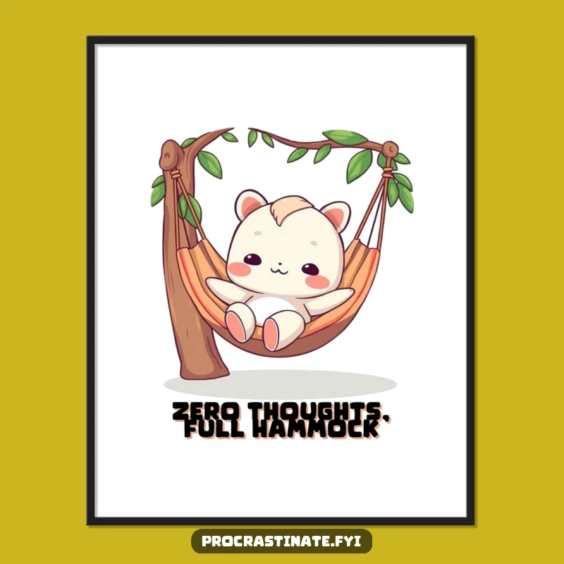 Free Printable Wall Art: Blissful Blank Creature Hammock Vibes, Quirky Decor Download