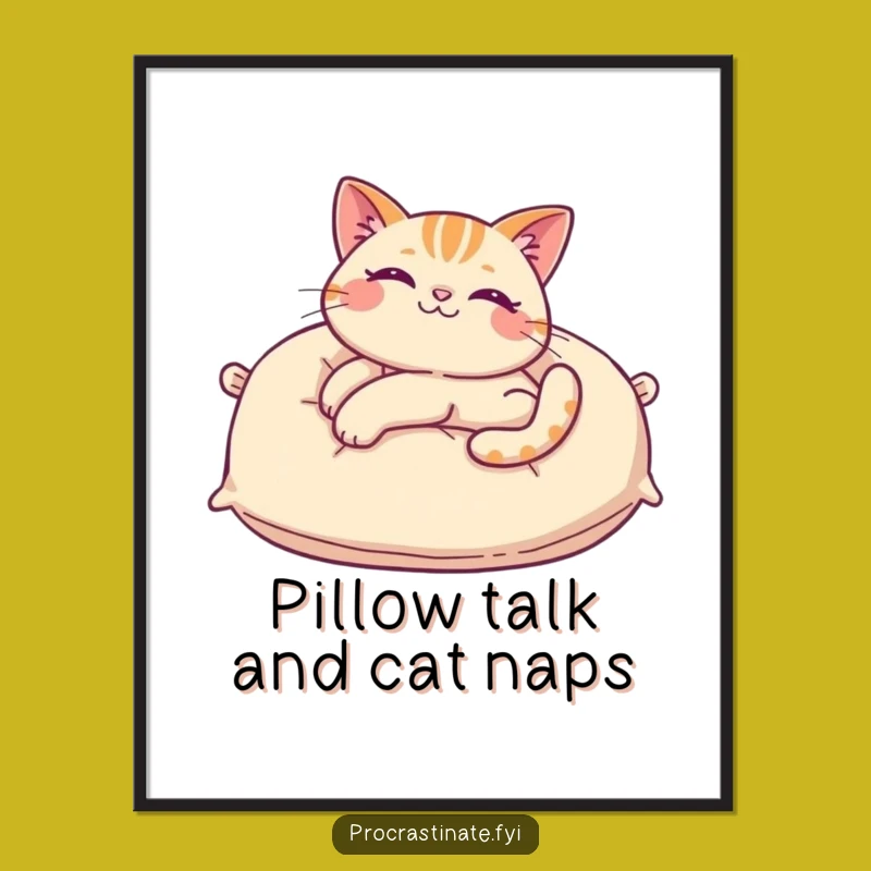 Free Printable Wall Art: Funny Cat Pillow Pose, Cute Downloadable Home Decor Art!