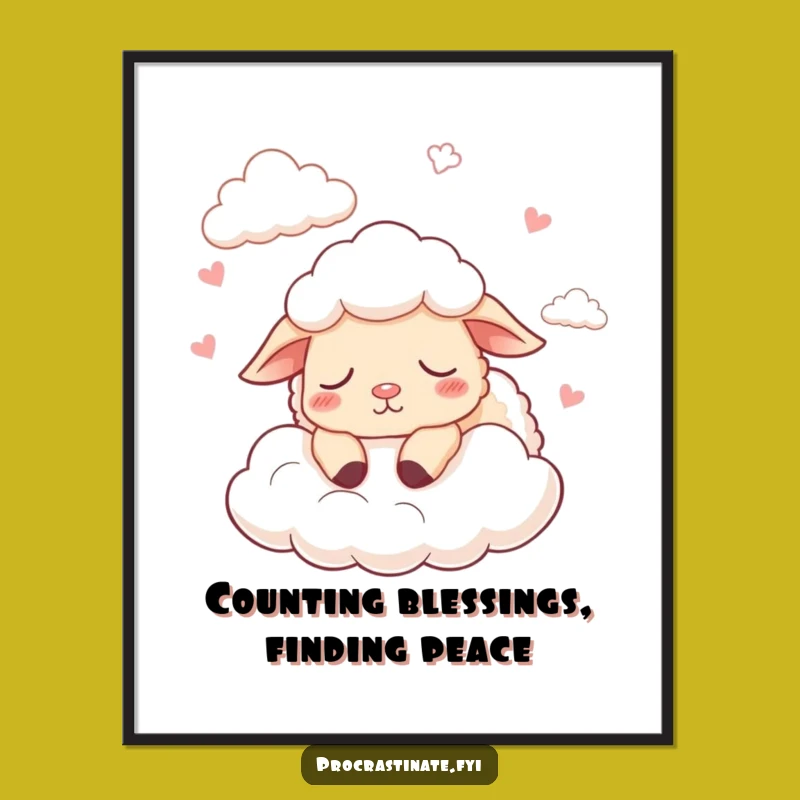 Funny Free Printable Sheep Wall Art: Dreamy Clouds Downloadable Decor Gift