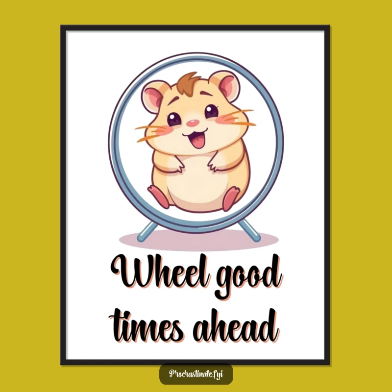 Funny Free Printable Wall Art: Dazed Hamster Wheel Downloadable Decor