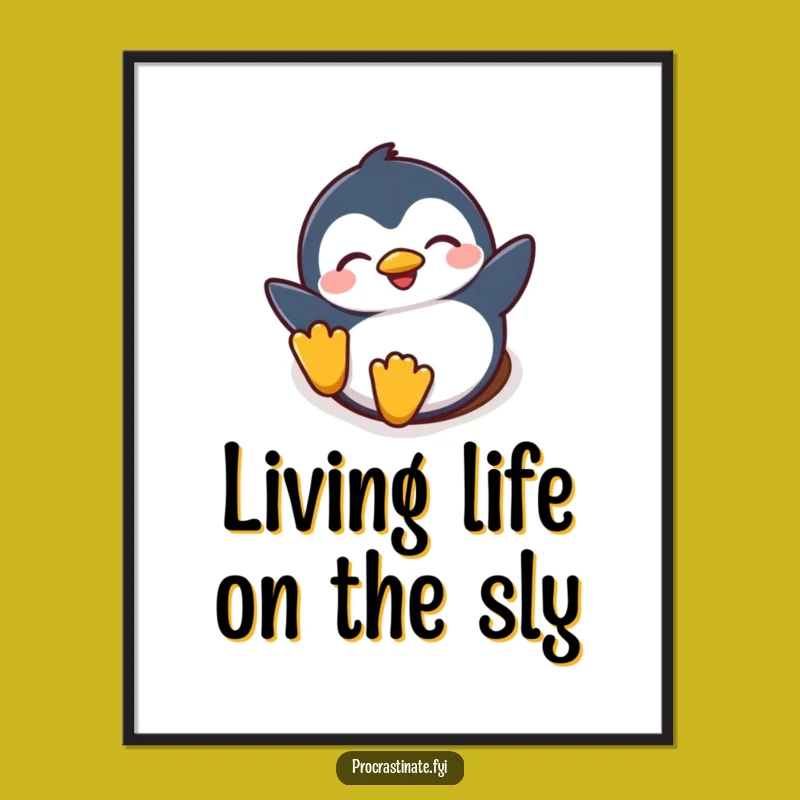 Funny Free Printable Wall Art: Joyful Penguin Slide, Whimsical Downloadable Art for Home