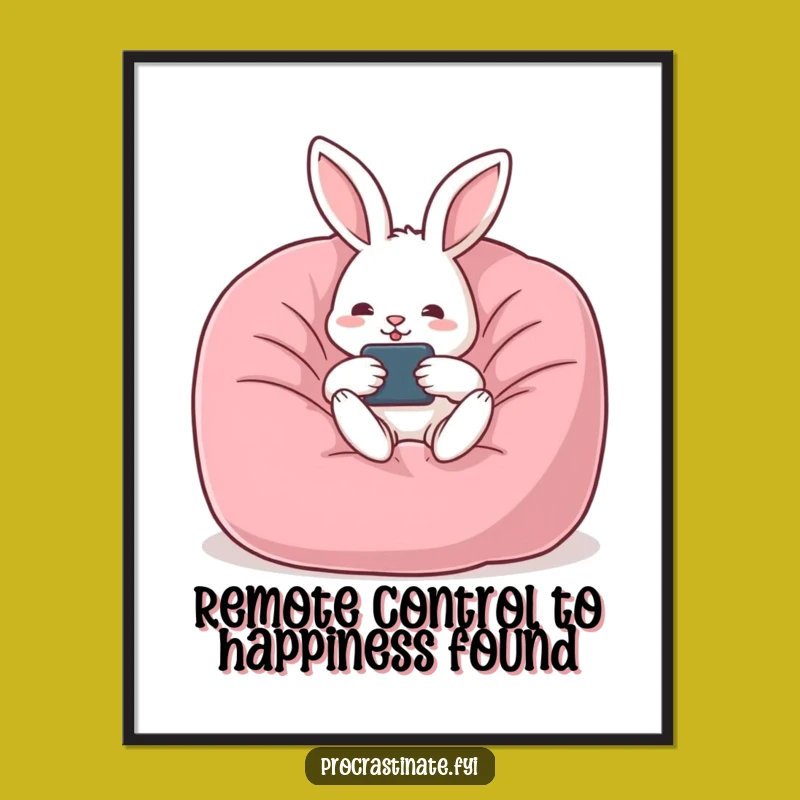 Funny Free Printable Wall Art: Relaxed Rabbit Lounging Downloadable Decor