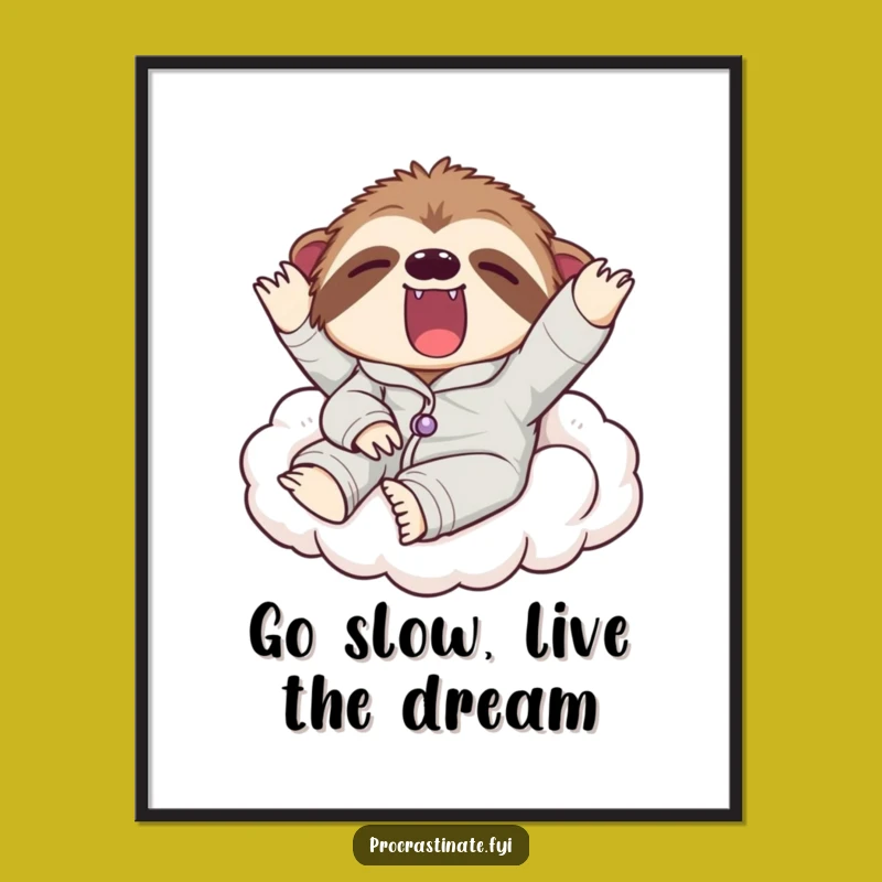 Free Printable Sloth Art: Lazy Yawn for Humorous Downloadable Decor