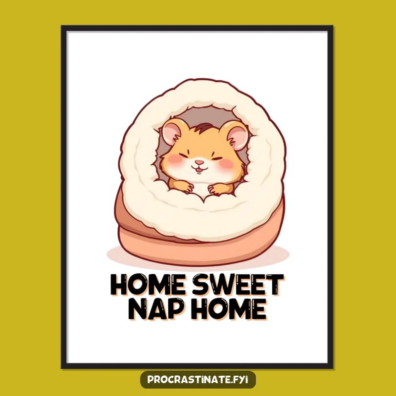 Free Printable Wall Art: Hamster Slipper Nap Funny Downloadable Decor