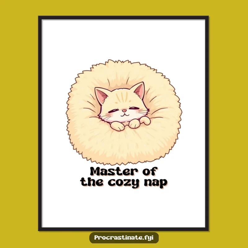 Free Printable Cozy Cat Wall Art - Lounging Cat Decor Downloadable Gift
