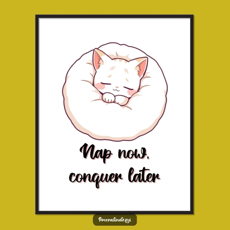 Funny Free Printable Cat Wall Art: Content Cat Pillow - Cozy Downloadable Decor!