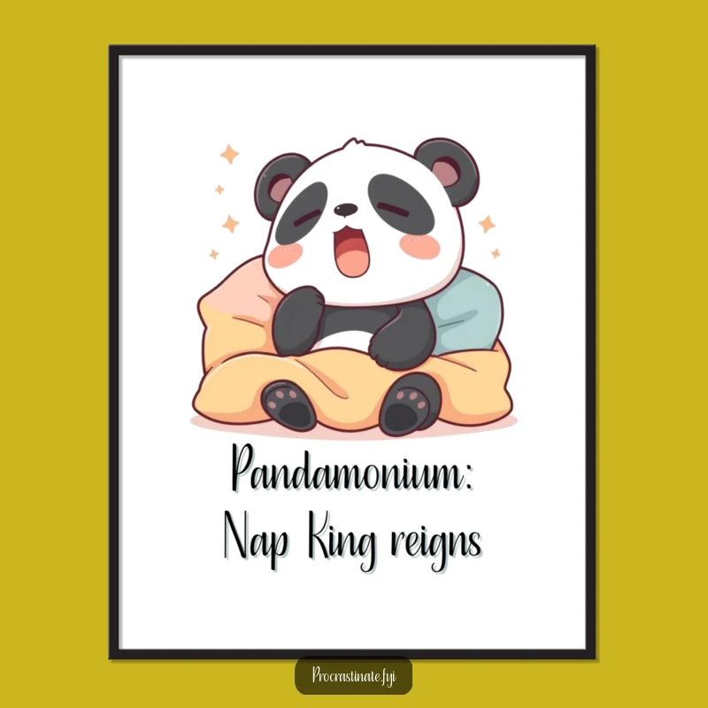 Funny Free Printable Panda Wall Art Sleepy Yawn Downloadable Home Decor