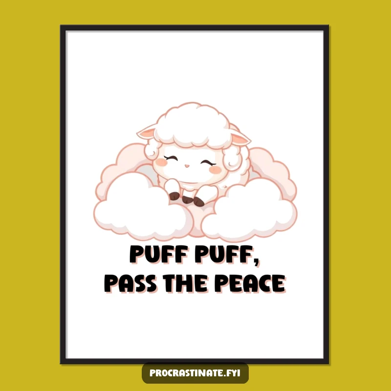 Funny Free Printable Wall Art: Fluffy Sheep on Clouds - Cozy Downloadable Decor