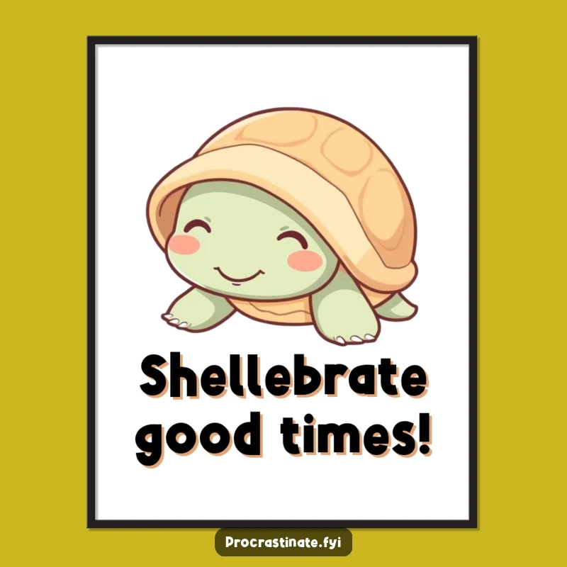 Free Printable Wall Art: Mellow Turtle Smile Funny Downloadable Decor