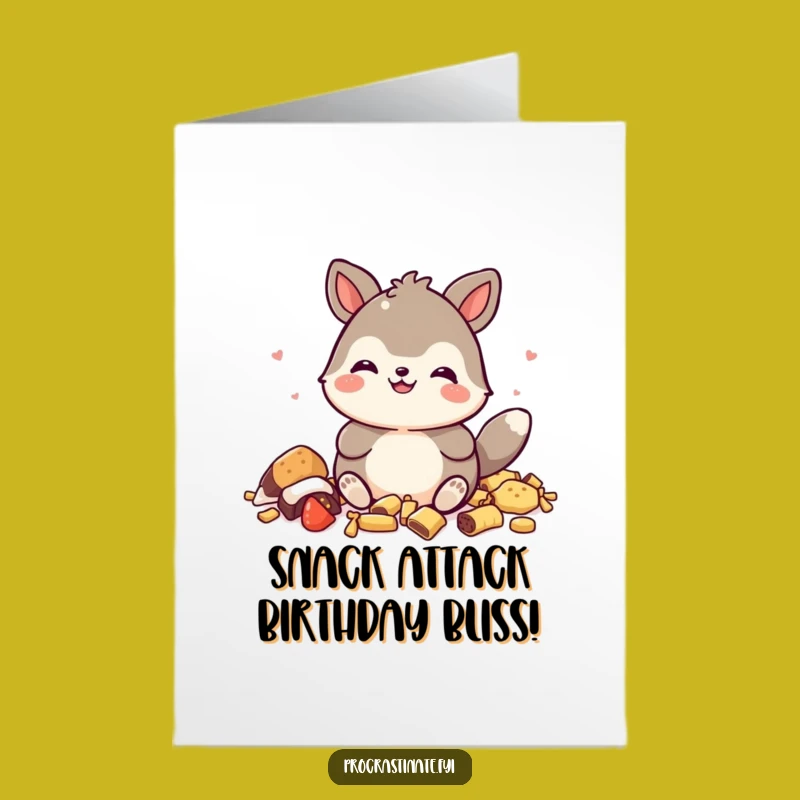 Free Printable Birthday Card: Funny Animal Snack Goblin, Hilarious Downloadable Gift