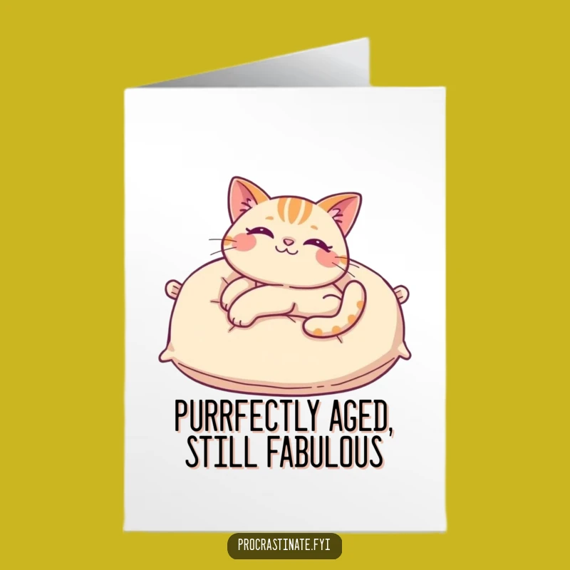 Free Printable Birthday Card: Funny Cat Pillow Stretch, Cute Downloadable for Instant Fun!
