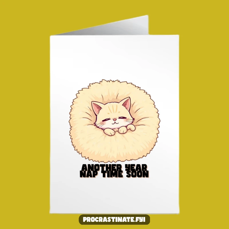 Free Printable Cat Birthday Card - Cozy Cat Yawn Downloadable Gift