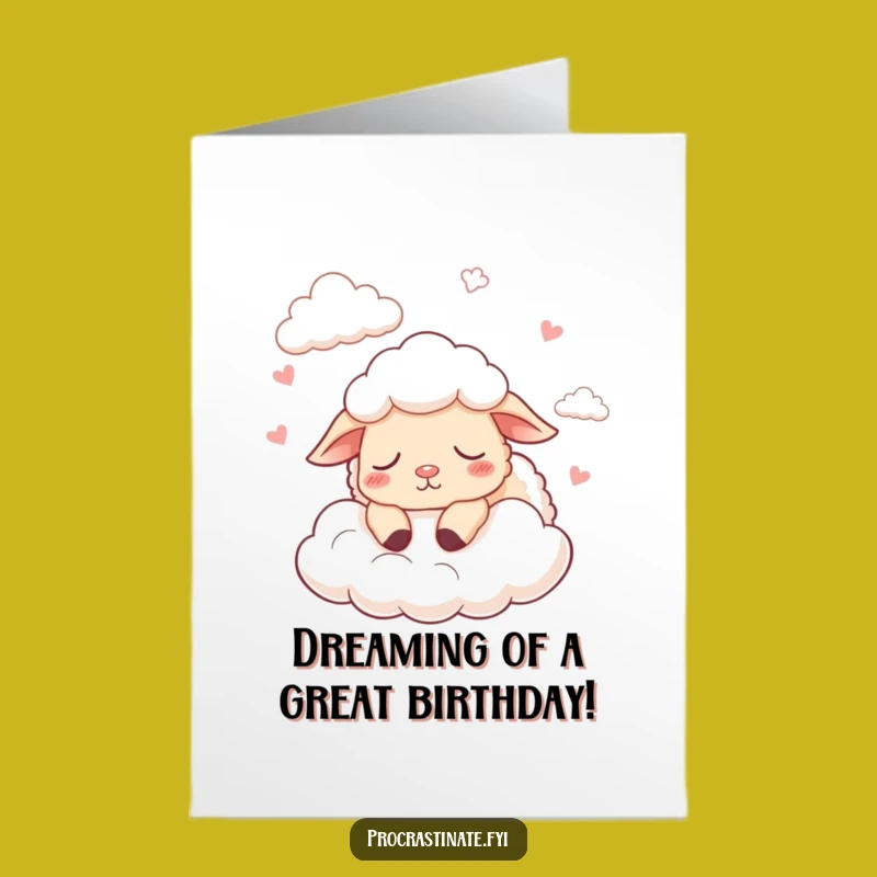 Free Printable Funny Sheep Birthday Card: Sleepy Clouds Downloadable Gift