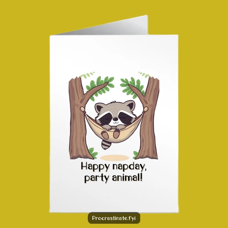 Free Printable Raccoon Birthday Card: Funny DIY Downloadable Nap Lover Gift