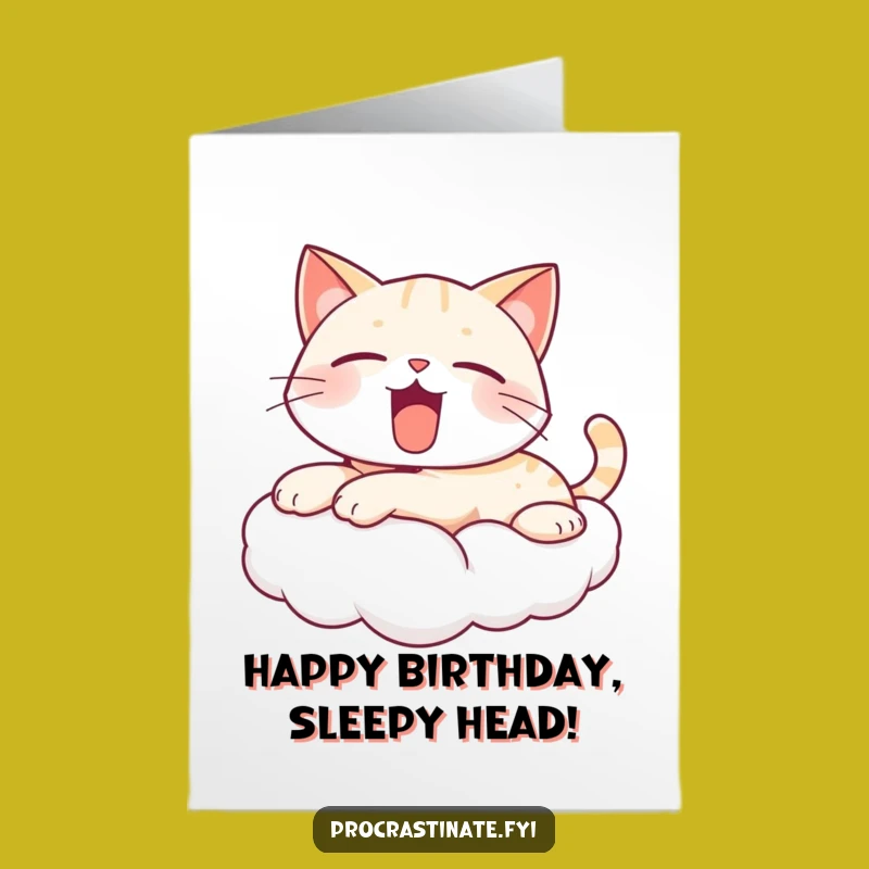 Free Printable Kawaii Cat Birthday Card: Relaxing Yawn Downloadable Gift for Cat Lovers!