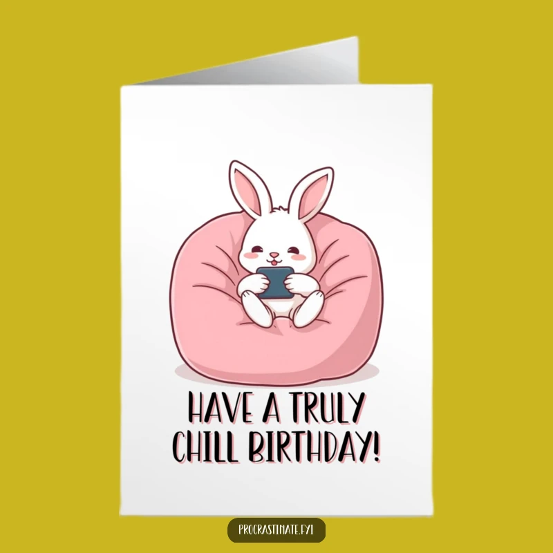 Free Printable Funny Birthday Card: Relaxed Rabbit Remote Control Birthday Bliss