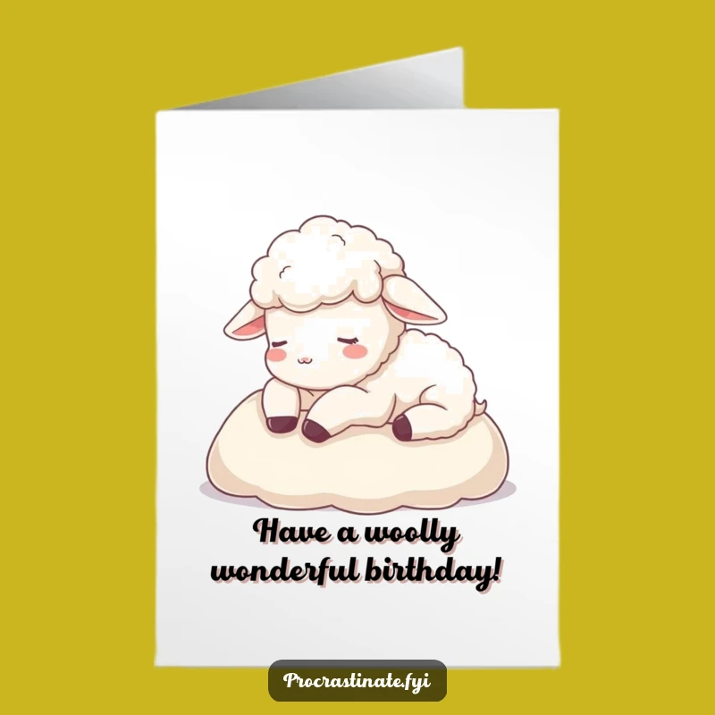 Free Printable Sheep Birthday Card: Calm Ewe Blanket Rest Funny Downloadable Gift