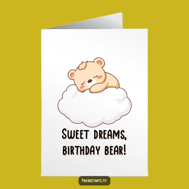 Free Printable Birthday: Sleepy Bear Cloud Nap, Funny Cute Downloadable Card
