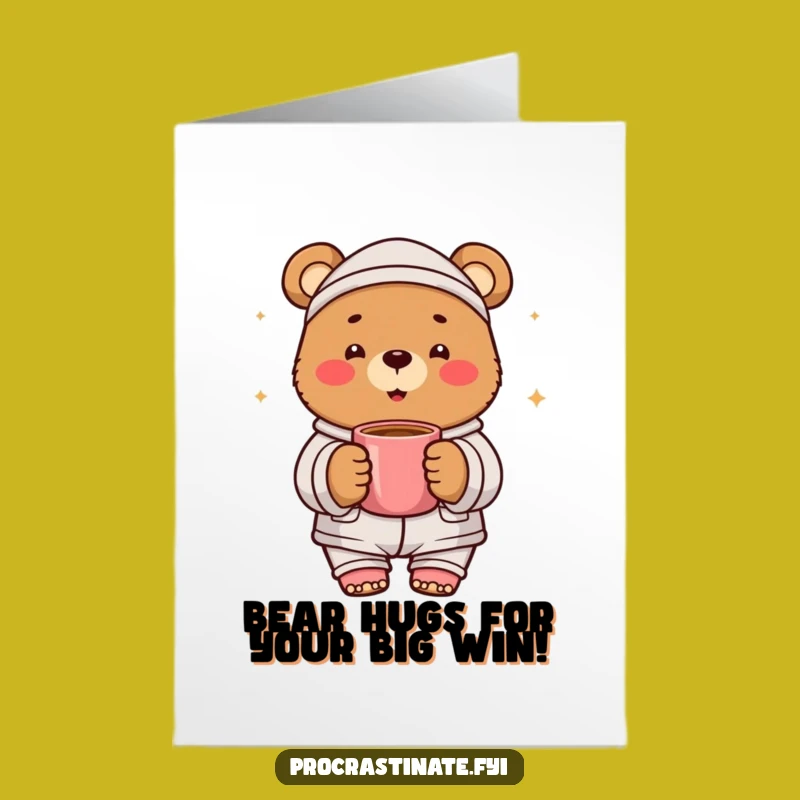 Free Printable Congrats Card: Cozy Bear Mug Cheer, Downloadable Gift