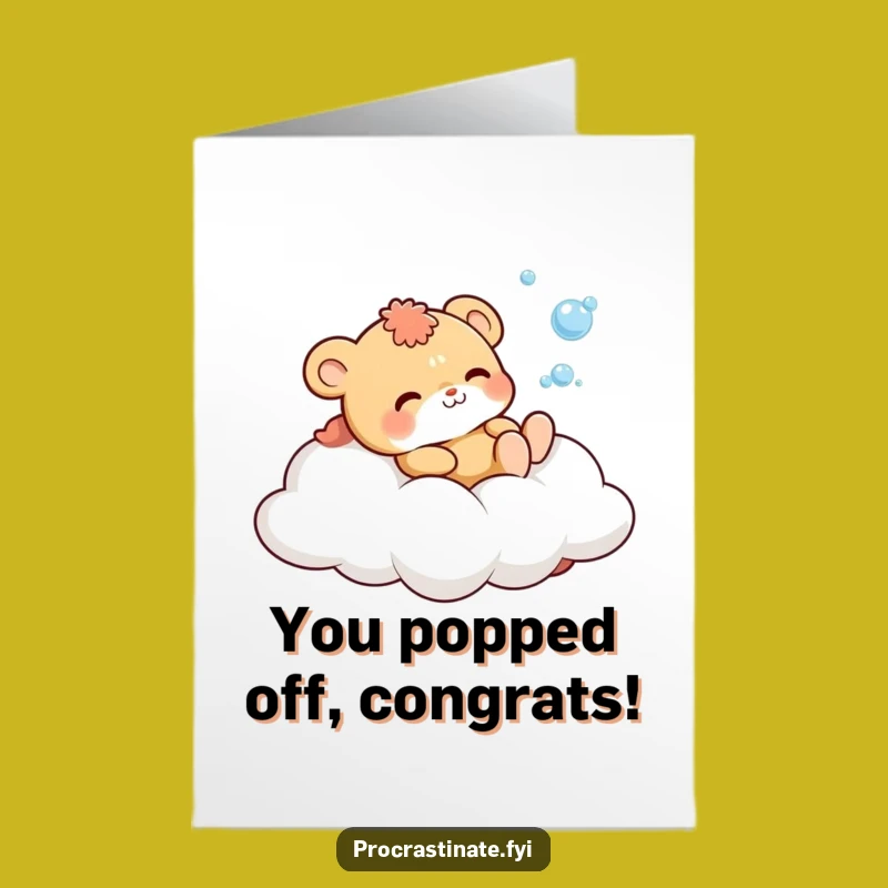 Free Printable Cloud Bubbles Animal Congrats Card: Whimsical Downloadable Gift for Success