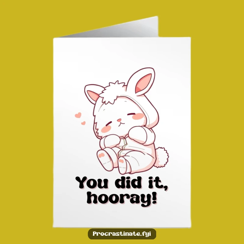 Free Printable Congrats Card: Sleepy Bunny Pajama Stretch, Funny Downloadable Greeting
