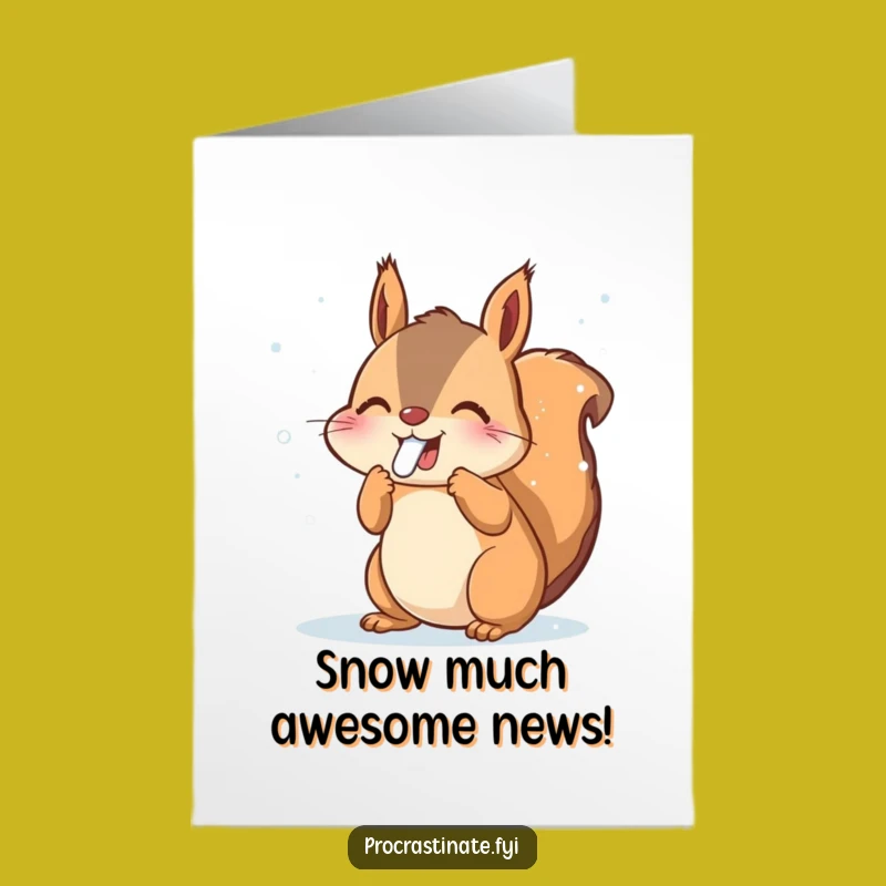 Free Printable Congrats Card: Squirrel's Snowy Success Downloadable