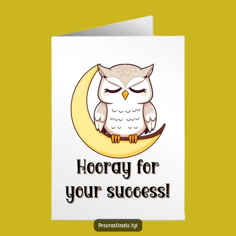 Free Printable Dazed Owl Congratulations Card: Sleepy Moon Owl Downloadable Gift