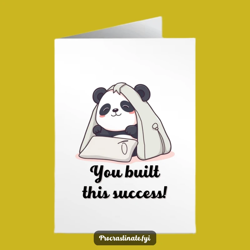 Free Printable Congrats Card: Panda Pillow Fort Victory Downloadable