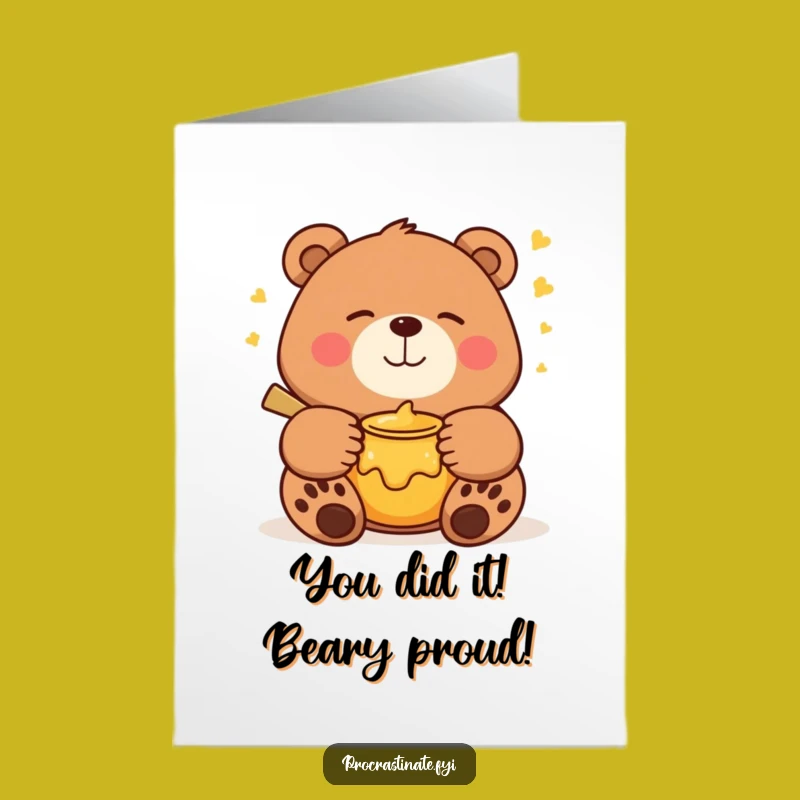 Free Printable Bear Congrats Card: Sweet Honey Dreamy Moment Downloadable Gift