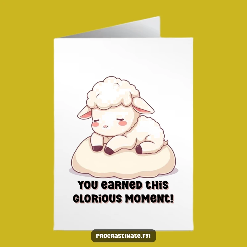 Free Printable Sheep Congrats Card: Relaxed Ewe Blanket Rest Funny Downloadable Gift