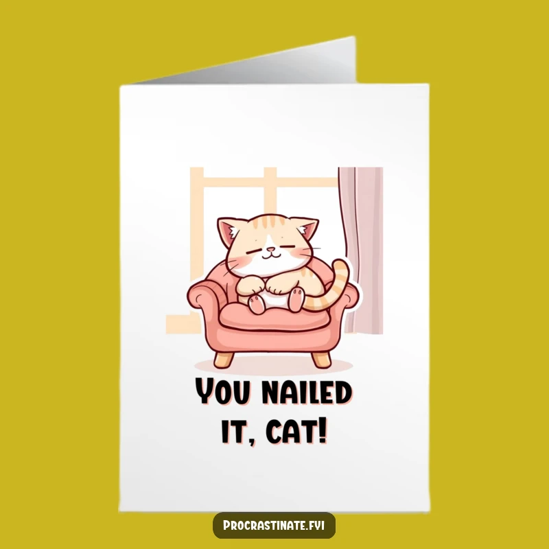 Calm Free Printable Cat Congrats Card - Purrfect Moment Downloadable
