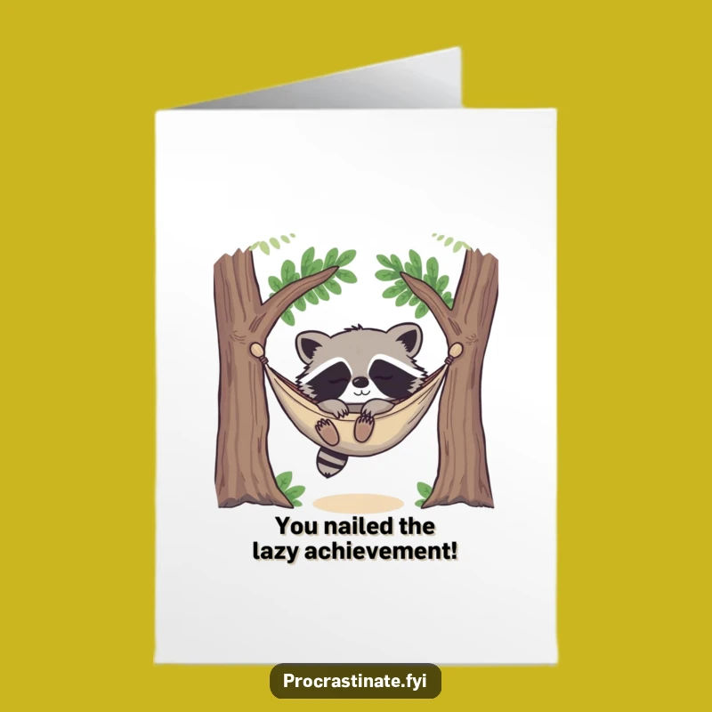 Free Printable Raccoon Congrats Card: Funny DIY Downloadable for Relaxed Achievers