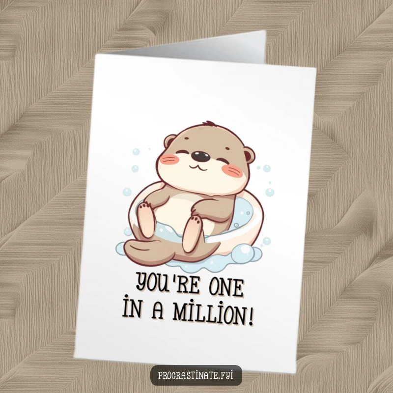 Funny Free Printable Congratulations Card: Otter chilling in a bubble bath, signifying a moment of pure, relaxed achievement.