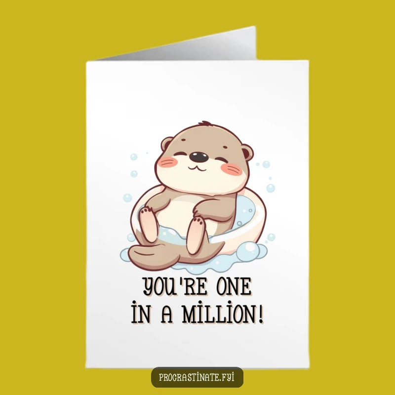 Free Printable Congrats Card: Relaxed Otter's Bath Celebration, Humorous Downloadable Greeting