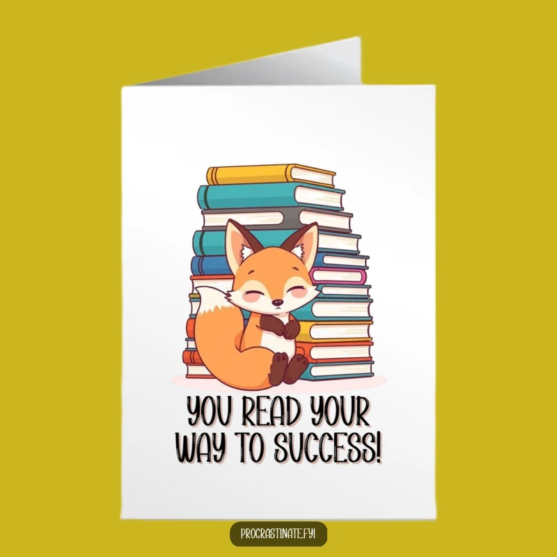 Free Printable Book Fox Congrats Card: Funny DIY Downloadable for Smarty Pants