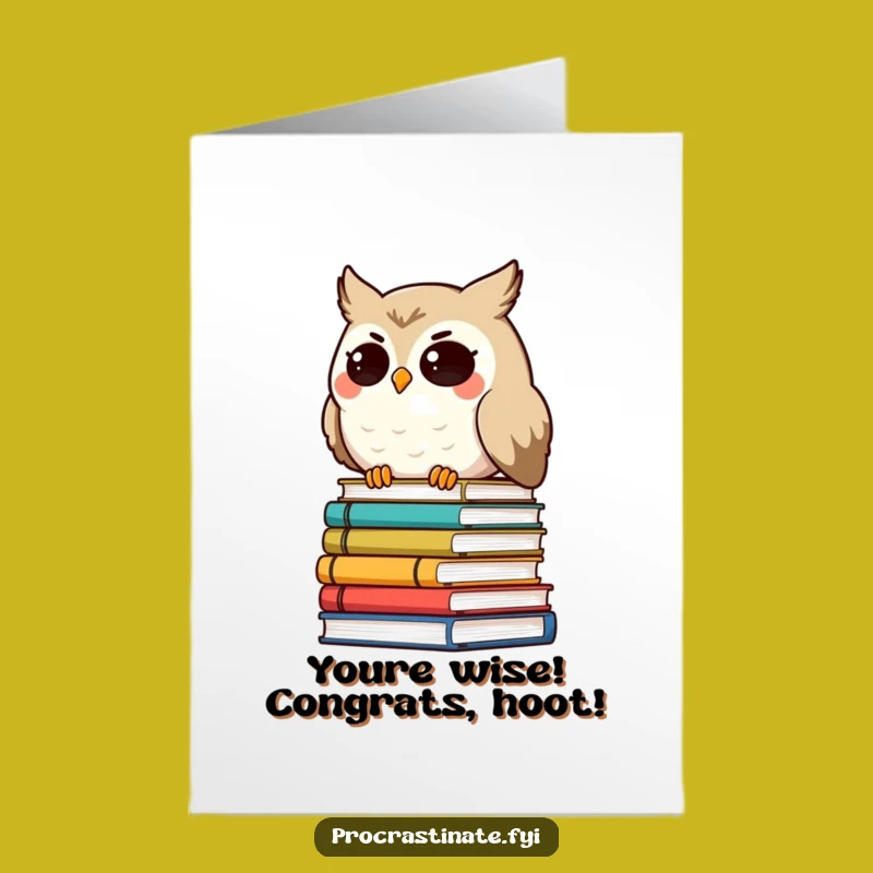 Smart Free Printable Owl Congrats Card - Bookworm Success Downloadable