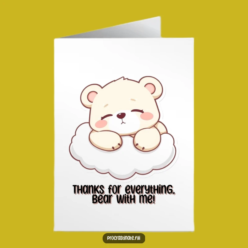Chill Free Printable Bear Thank You Card - Cloud Lounging Downloadable Gift